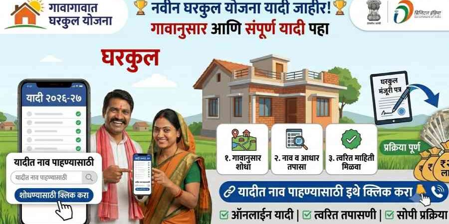 नवीन घरकुल यादी जाहीर 2026 तुमचे नाव चेक करा